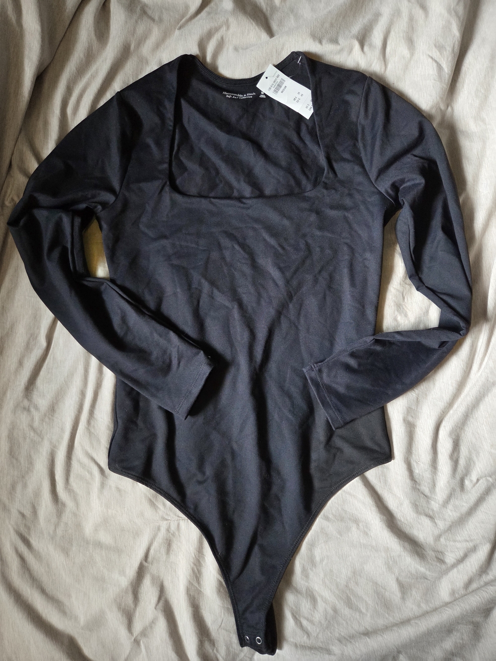 Abercrombie & Fitch Black Long-Sleeve Square Neck Bodysuit. New With Tags.